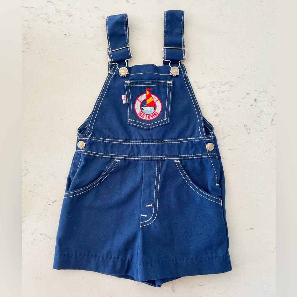 Levi’s Vintage 1970’s SS Levi’s Boy’s Blue Linen Bibs Overalls Size 3T